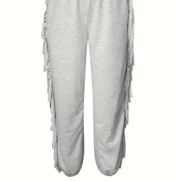 Tassel Trim Jogger Pants (LIGHT GREY) - Picture 4 of 4
